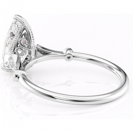 Inel de logodnă Lacey din aur Alb 18kt cu moissanite tăietură pară – Pietre laterale rafinată pentru profil înalt | Personalizează și configurează gratuit online [4]