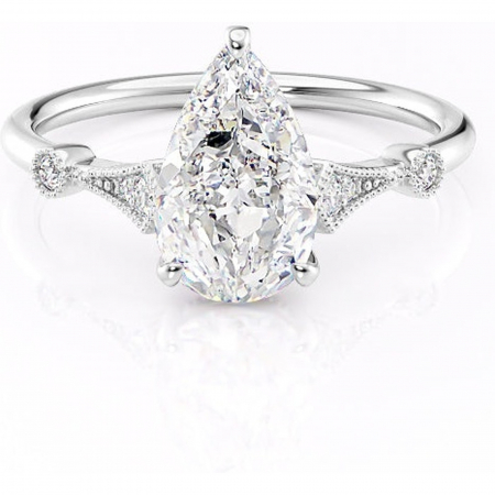 Inel de logodnă Lacey din aur Alb 18kt cu moissanite tăietură pară – Pietre laterale rafinată pentru profil înalt | Personalizează și configurează gratuit online [5]