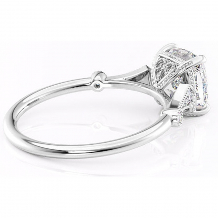 Inel de logodnă Lacey din aur Alb 14kt cu moissanite tăietură pernă – Pietre laterale rafinată pentru profil înalt | Personalizează și configurează gratuit online [2]