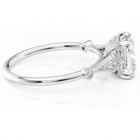 Inel de logodnă Lacey din aur Alb 14kt cu moissanite tăietură pernă – Pietre laterale rafinată pentru profil înalt | Personalizează și configurează gratuit online [1]