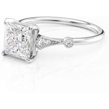 Inel de logodnă Lacey din aur Alb 14kt cu moissanite tăietură princess – Pietre laterale rafinată pentru profil înalt | Personalizează și configurează gratuit online [6]