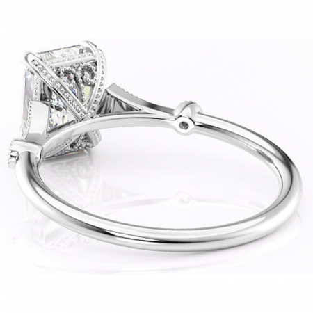 Inel de logodnă Lacey din aur Alb 14kt cu moissanite tăietură radiantă – Pietre laterale rafinată pentru profil înalt | Personalizează și configurează gratuit online [3]