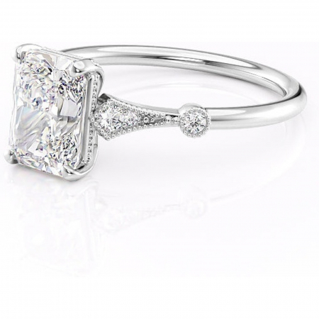 Inel de logodnă Lacey din aur Alb 14kt cu moissanite tăietură radiantă – Pietre laterale rafinată pentru profil înalt | Personalizează și configurează gratuit online [6]