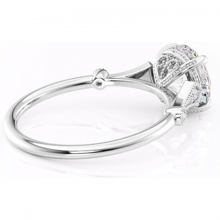 Inel de logodnă Lacey din aur Alb 14kt cu moissanite tăietură rotundă – Pietre laterale rafinată pentru profil înalt | Personalizează și configurează gratuit online [2]