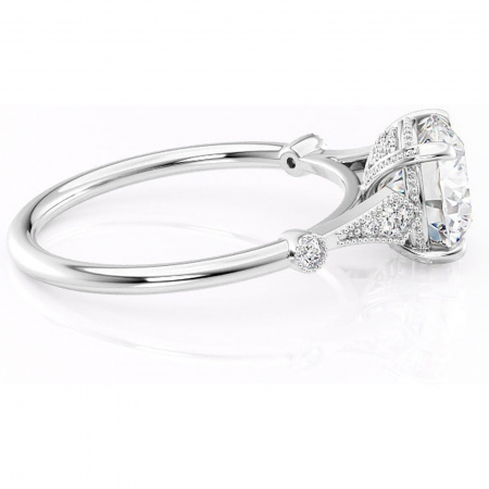 Inel de logodnă Lacey din aur Alb 14kt cu moissanite tăietură rotundă – Pietre laterale rafinată pentru profil înalt | Personalizează și configurează gratuit online [1]