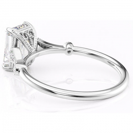 Inel de logodnă Lacey din aur Alb 18kt cu moissanite tăietură smarald – Pietre laterale rafinată pentru profil înalt | Personalizează și configurează gratuit online [4]