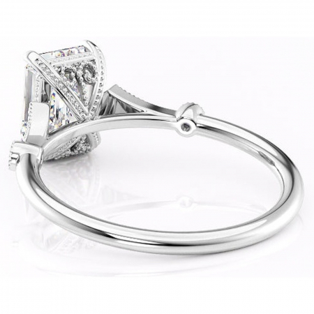 Inel de logodnă Lacey din aur Alb 18kt cu moissanite tăietură smarald – Pietre laterale rafinată pentru profil înalt | Personalizează și configurează gratuit online [3]