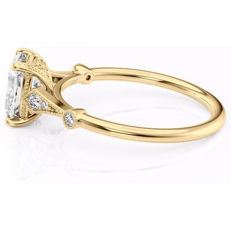 Inel de logodnă Lacey din aur Galben 14kt cu moissanite tăietură asscher – Pietre laterale rafinată pentru profil înalt | Personalizează și configurează gratuit online [5]