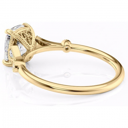Inel de logodnă Lacey din aur Galben 14kt cu moissanite tăietură asscher – Pietre laterale rafinată pentru profil înalt | Personalizează și configurează gratuit online [4]