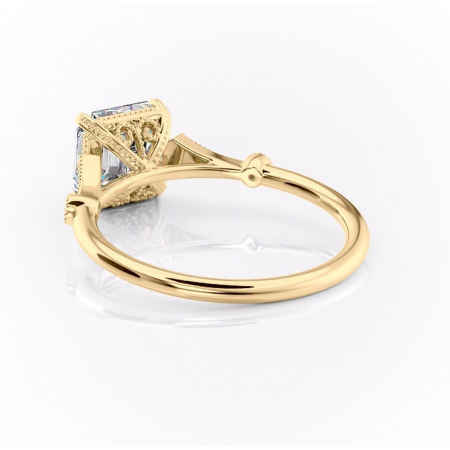 Inel de logodnă Lacey din aur Galben 14kt cu moissanite tăietură asscher – Pietre laterale rafinată pentru profil înalt | Personalizează și configurează gratuit online [3]