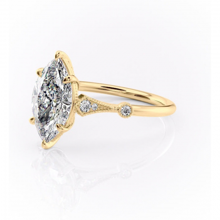 Inel de logodnă Lacey din aur Galben 14kt cu moissanite tăietură marquise – Pietre laterale rafinată pentru profil înalt | Personalizează și configurează gratuit online [6]