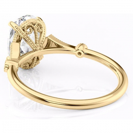 Inel de logodnă Lacey din aur Galben 14kt cu moissanite tăietură ovală – Pietre laterale rafinată pentru profil înalt | Personalizează și configurează gratuit online [3]