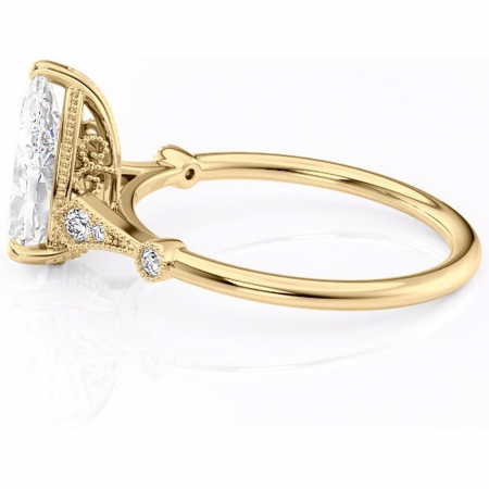 Inel de logodnă Lacey din aur Galben 18kt cu moissanite tăietură pară – Pietre laterale rafinată pentru profil înalt | Personalizează și configurează gratuit online [5]