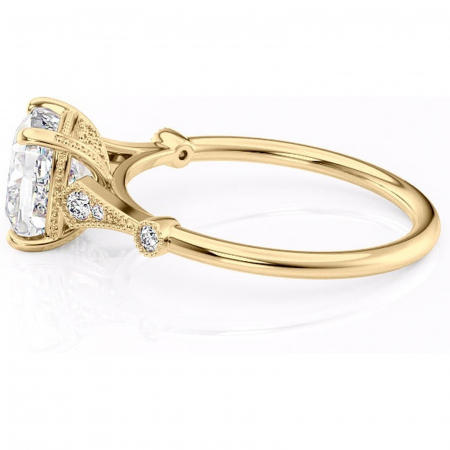 Inel de logodnă Lacey din aur Galben 18kt cu moissanite tăietură pernă – Pietre laterale rafinată pentru profil înalt | Personalizează și configurează gratuit online [5]