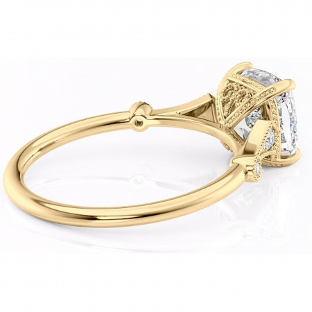 Inel de logodnă Lacey din aur Galben 18kt cu moissanite tăietură pernă – Pietre laterale rafinată pentru profil înalt | Personalizează și configurează gratuit online [2]