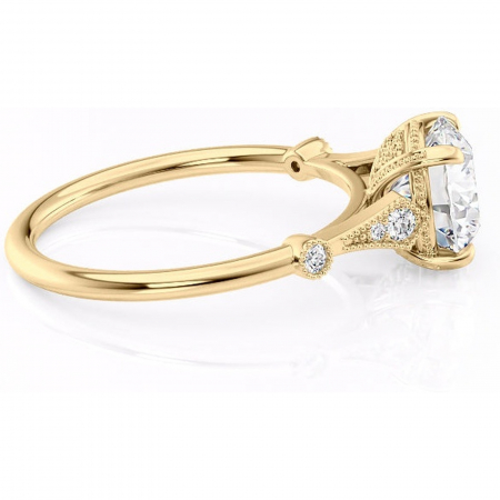 Inel de logodnă Lacey din aur Galben 14kt cu moissanite tăietură rotundă – Pietre laterale rafinată pentru profil înalt | Personalizează și configurează gratuit online [1]
