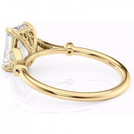 Inel de logodnă Lacey din aur Galben 14kt cu moissanite tăietură smarald – Pietre laterale rafinată pentru profil înalt | Personalizează și configurează gratuit online [4]