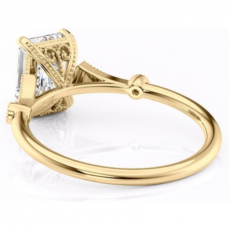 Inel de logodnă Lacey din aur Galben 14kt cu moissanite tăietură smarald – Pietre laterale rafinată pentru profil înalt | Personalizează și configurează gratuit online [3]