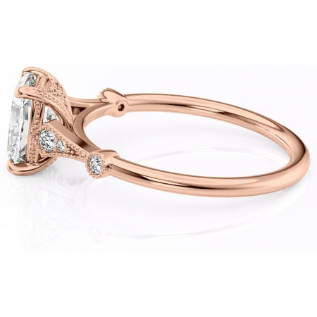 Inel de logodnă Lacey din aur Rose 14kt cu moissanite tăietură asscher – Pietre laterale rafinată pentru profil înalt | Personalizează și configurează gratuit online [5]