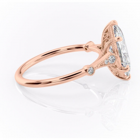 Inel de logodnă Lacey din aur Rose 18kt cu moissanite tăietură marquise – Pietre laterale rafinată pentru profil înalt | Personalizează și configurează gratuit online [1]
