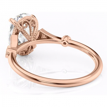 Inel de logodnă Lacey din aur Rose 14kt cu moissanite tăietură ovală – Pietre laterale rafinată pentru profil înalt | Personalizează și configurează gratuit online [3]