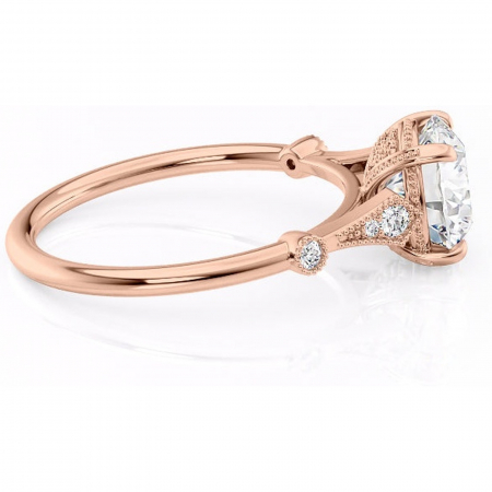 Inel de logodnă Lacey din aur Rose 14kt cu moissanite tăietură rotundă – Pietre laterale rafinată pentru profil înalt | Personalizează și configurează gratuit online [1]