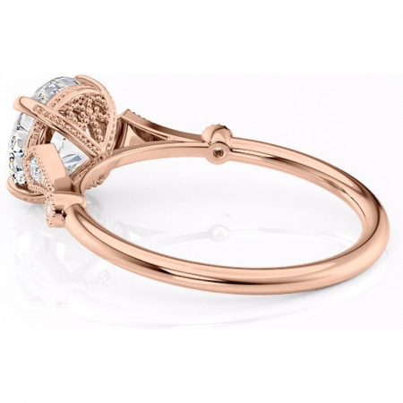Inel de logodnă Lacey din aur Rose 14kt cu moissanite tăietură rotundă – Pietre laterale rafinată pentru profil înalt | Personalizează și configurează gratuit online [4]