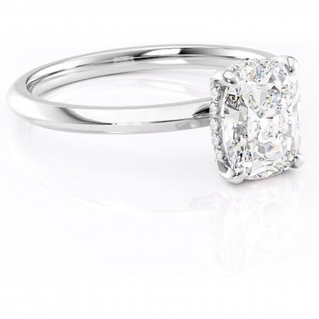 Alege forma Moissanit - Inel de logodnă Lavender din aur Alb 14kt cu moissanite tăietură asscher – Solitar rafinată pentru profil înalt | Personalizează și configurează gratuit online