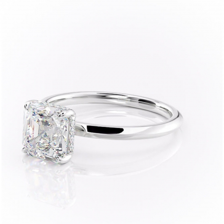 Inel de logodnă Lavender din aur Alb 14kt cu moissanite tăietură asscher – Solitar rafinată pentru profil înalt | Personalizează și configurează gratuit online [6]