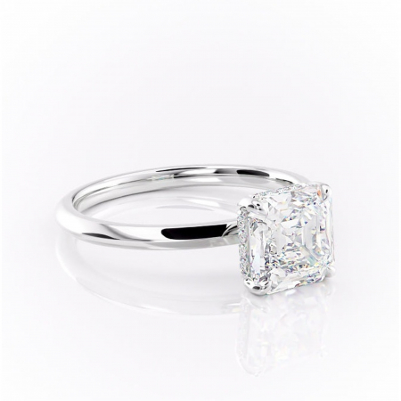 Asscher - Inel de logodnă Lavender din aur Alb 14kt cu moissanite tăietură asscher – Solitar rafinată pentru profil înalt | Personalizează și configurează gratuit online