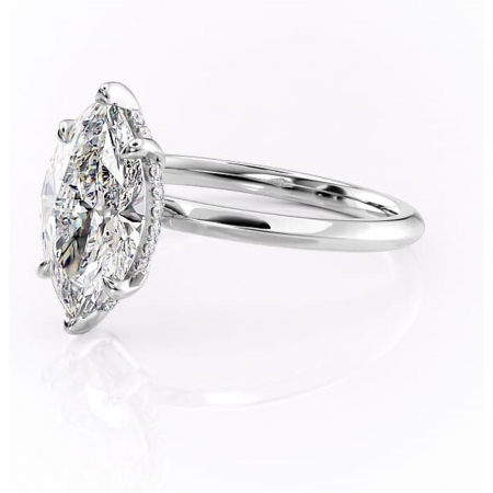 Inel de logodnă Lavender din aur Alb 14kt cu moissanite tăietură marquise – Solitar rafinată pentru profil înalt | Personalizează și configurează gratuit online [6]