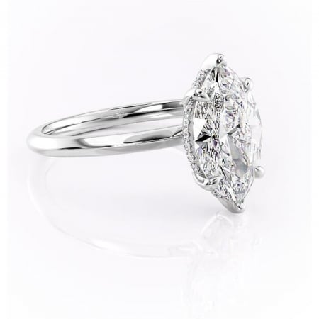 Marquise - Inel de logodnă Lavender din aur Alb 14kt cu moissanite tăietură marquise – Solitar rafinată pentru profil înalt | Personalizează și configurează gratuit online