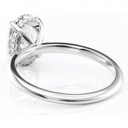 Inel de logodnă Lavender din aur Alb 14kt cu moissanite tăietură ovală – Solitar rafinată pentru profil înalt | Personalizează și configurează gratuit online [3]