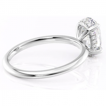 Inel de logodnă Lavender din aur Alb 14kt cu moissanite tăietură ovală – Solitar rafinată pentru profil înalt | Personalizează și configurează gratuit online [2]
