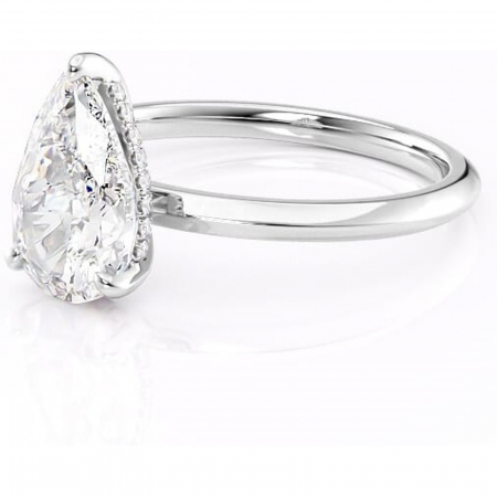 Inel de logodnă Lavender din aur Alb 18kt cu moissanite tăietură pară – Solitar rafinată pentru profil înalt | Personalizează și configurează gratuit online [6]