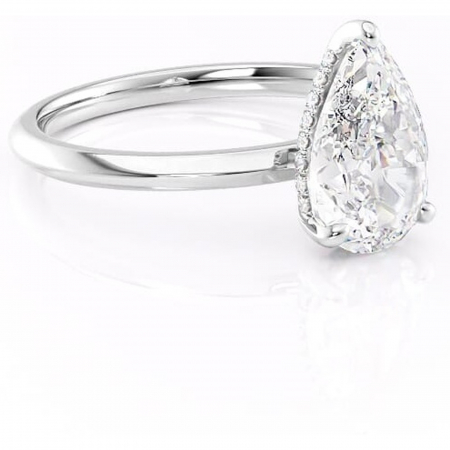 18K - Inel de logodnă Lavender din aur Alb 18kt cu moissanite tăietură pară – Solitar rafinată pentru profil înalt | Personalizează și configurează gratuit online