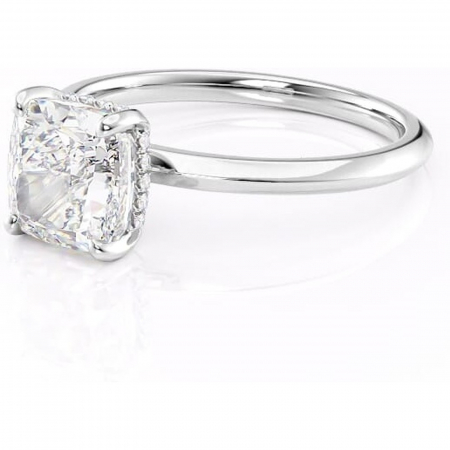 Inel de logodnă Lavender din aur Alb 14kt cu moissanite tăietură pernă – Solitar rafinată pentru profil înalt | Personalizează și configurează gratuit online [6]