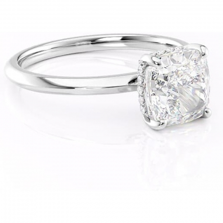 Pernă - Inel de logodnă Lavender din aur Alb 14kt cu moissanite tăietură pernă – Solitar rafinată pentru profil înalt | Personalizează și configurează gratuit online