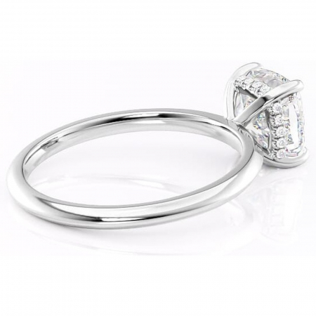 Inel de logodnă Lavender din aur Alb 14kt cu moissanite tăietură pernă – Solitar rafinată pentru profil înalt | Personalizează și configurează gratuit online [2]