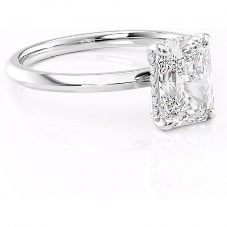 18K - Inel de logodnă Lavender din aur Alb 18kt cu moissanite tăietură radiantă – Solitar rafinată pentru profil înalt | Personalizează și configurează gratuit online