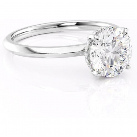 Halo - Inel de logodnă Lavender din aur Alb 14kt cu moissanite tăietură rotundă – Solitar rafinată pentru profil înalt | Personalizează și configurează gratuit online