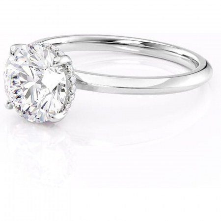 Inel de logodnă Lavender din aur Alb 14kt cu moissanite tăietură rotundă – Solitar rafinată pentru profil înalt | Personalizează și configurează gratuit online [6]