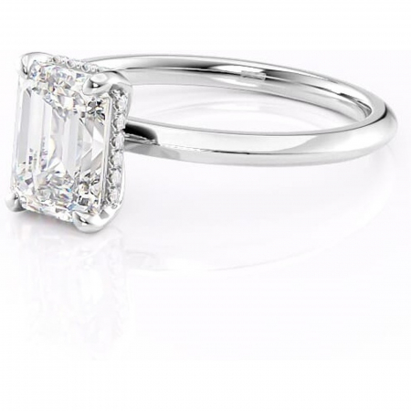 Inel de logodnă Lavender din aur Alb 18kt cu moissanite tăietură smarald – Solitar rafinată pentru profil înalt | Personalizează și configurează gratuit online [6]