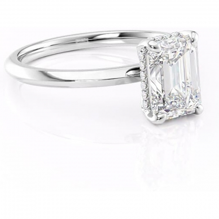 18K - Inel de logodnă Lavender din aur Alb 18kt cu moissanite tăietură smarald – Solitar rafinată pentru profil înalt | Personalizează și configurează gratuit online