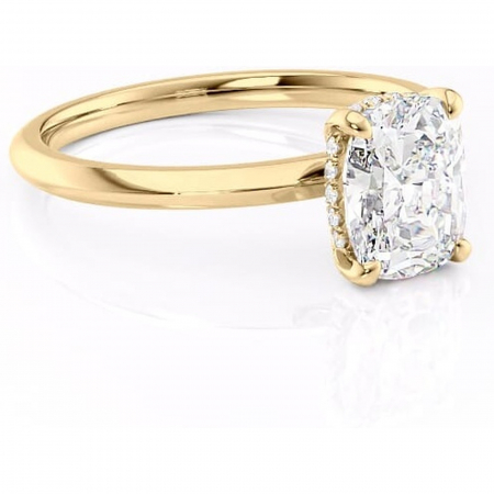 Pernă alungită - Inel de logodnă Lavender din aur Galben 14kt cu moissanite tăietură asscher – Solitar rafinată pentru profil înalt | Personalizează și configurează gratuit online