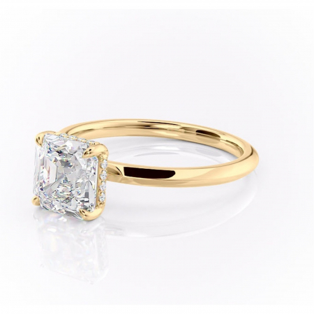 Inel de logodnă Lavender din aur Galben 18kt cu moissanite tăietură asscher – Solitar rafinată pentru profil înalt | Personalizează și configurează gratuit online [6]