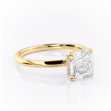 18K - Inel de logodnă Lavender din aur Galben 18kt cu moissanite tăietură asscher – Solitar rafinată pentru profil înalt | Personalizează și configurează gratuit online