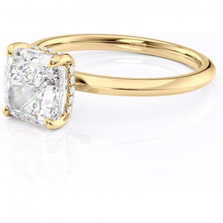 Inel de logodnă Lavender din aur Galben 14kt cu moissanite tăietură pernă – Solitar rafinată pentru profil înalt | Personalizează și configurează gratuit online [6]