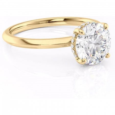 Aur galben - Inel de logodnă Lavender din aur Galben 14kt cu moissanite tăietură rotundă – Solitar rafinată pentru profil înalt | Personalizează și configurează gratuit online