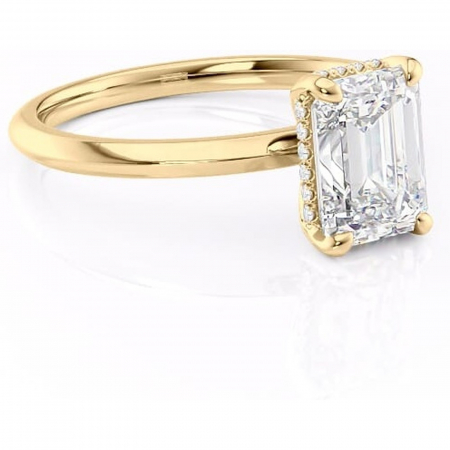 14K - Inel de logodnă Lavender din aur Galben 14kt cu moissanite tăietură smarald – Solitar rafinată pentru profil înalt | Personalizează și configurează gratuit online